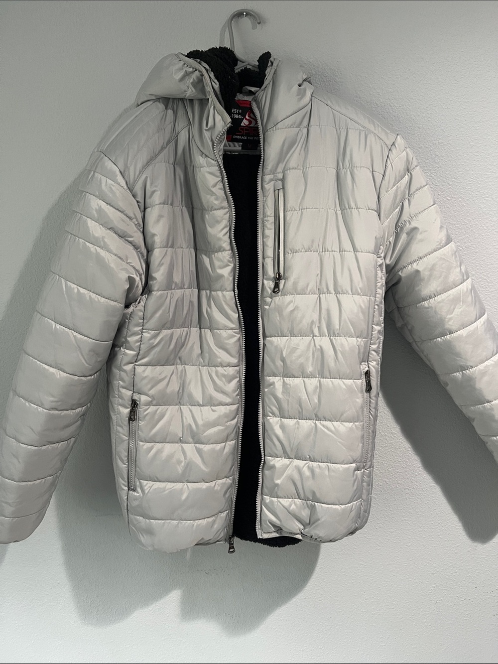 Hi-Vis Aspire Men's Light Gray Quilted Hooded Puffer Jacket